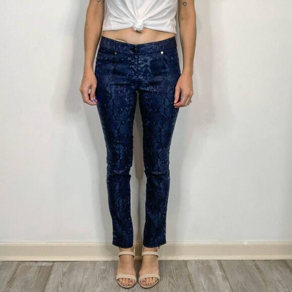 ELIE TAHARI python print pants low rise skinny leg blue y2k club kid 2467 - Picture 12 of 13